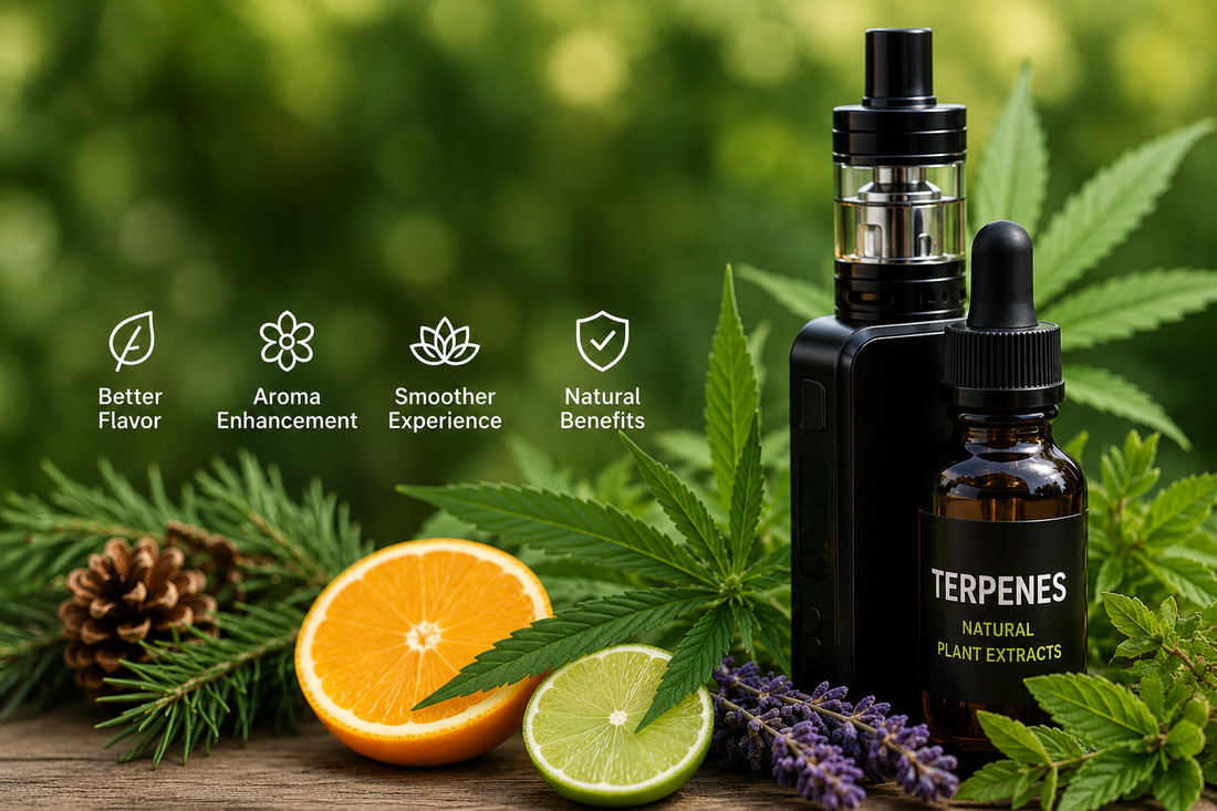 Producto para vaporizador con terpenos naturales, cítricos y extractos botánicos.